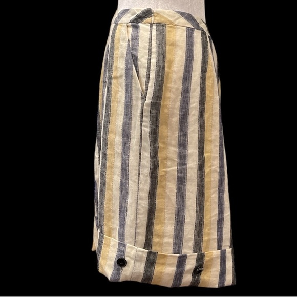 Anthropologie Edme & Esyllte sz 10 striped with button hem lined Linen skirt - Picture 3 of 9